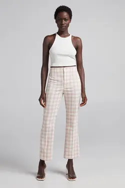 شلوار پالاتسو چهارخانه زنانه رنگ صورتی برشکا Bershka (ساخت اسپانیا)