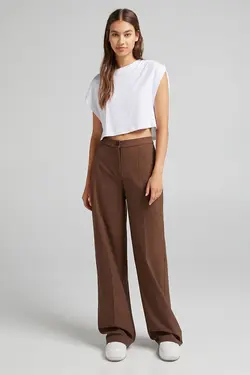 شلوار گشاد جیب دار زنانه رنگ قهوه ای برشکا Bershka (ساخت اسپانیا)