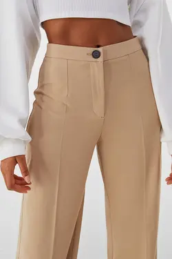 شلوار گشاد جیب دار زنانه رنگ کرمی برشکا Bershka (ساخت اسپانیا)