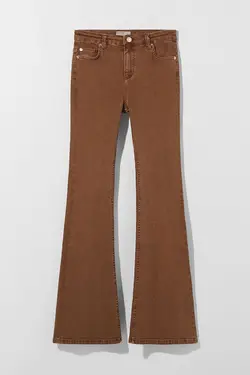 شلوار پالازو دمپا گشاد بنددار 5 جیبی زنانه رنگ قهوه ای برشکا Bershka (ساخت اسپانیا)