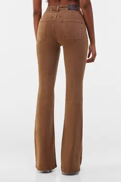 شلوار پالازو دمپا گشاد بنددار 5 جیبی زنانه رنگ قهوه ای برشکا Bershka (ساخت اسپانیا)