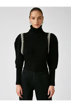 ژاکت بافتنی  یقه ایستاده زنانه مشکی از برند کوتون Koton (ساخت ترکیه)