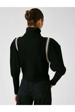ژاکت بافتنی  یقه ایستاده زنانه مشکی از برند کوتون Koton (ساخت ترکیه)