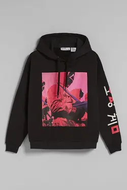 هودی با طرح بازی مرکب زنانه رنگ مشکی برشکا Bershka (ساخت اسپانیا)