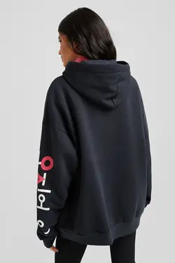 هودی با طرح بازی مرکب زنانه رنگ مشکی برشکا Bershka (ساخت اسپانیا)