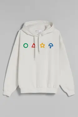 هودی با طرح بازی مرکب زنانه رنگ سفید برشکا Bershka (ساخت اسپانیا)