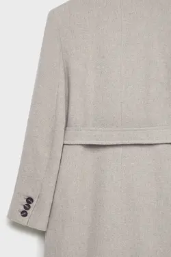 کت پشمی سفید بلند زنانه کمربند دار از برند استرادیواریوس Stradivarius (ساخت اسپانیا)