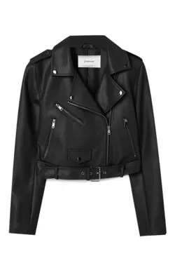 کت زنانه چرم مصنوعی رنگ مشکی با کمربند از برند استرادیواریوس Stradivarius (ساخت اسپانیا)