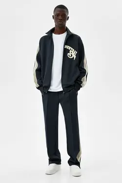 سویشرت کالج مردانه رنگ سرمه ای برشکا Bershka (ساخت اسپانیا)