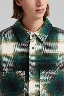 پیراهن پشمی چهارخانه مردانه رنگ سبز برشکا Bershka (ساخت اسپانیا)