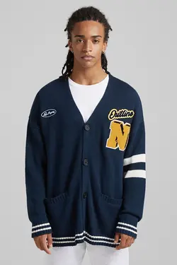 ژاکت کالج دکمه دار مردانه رنگ سرمه ای برشکا Bershka (ساخت اسپانیا)