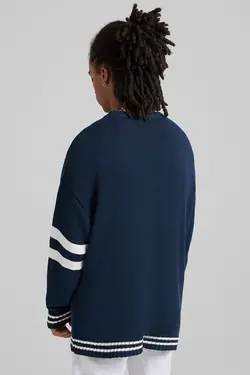 ژاکت کالج دکمه دار مردانه رنگ سرمه ای برشکا Bershka (ساخت اسپانیا)