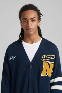 ژاکت کالج دکمه دار مردانه رنگ سرمه ای برشکا Bershka (ساخت اسپانیا)