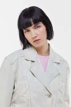 کاپشن Acid Wash زنانه رنگ آبی روشن برشکا Bershka (ساخت اسپانیا)