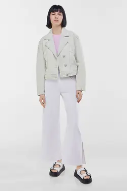 کاپشن Acid Wash زنانه رنگ آبی روشن برشکا Bershka (ساخت اسپانیا)