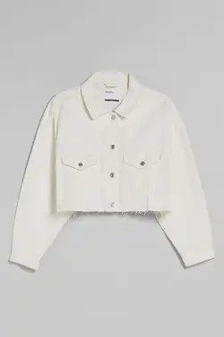 کت جین کوتاه برش دار زنانه رنگ سفید برشکا Bershka (ساخت اسپانیا)