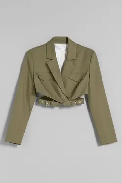 نیم تنه کراپ ضربدری سگک دار زنانه رنگ سبز برشکا Bershka (ساخت اسپانیا)