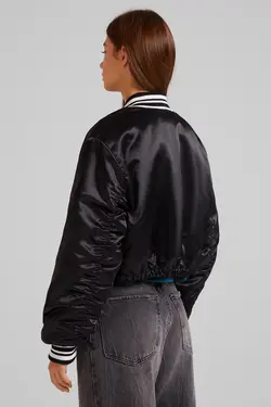 کاپشن کالج مدل فینیش ساتن زنانه رنگ مشکی برشکا Bershka (ساخت اسپانیا)