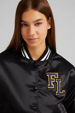 کاپشن کالج مدل فینیش ساتن زنانه رنگ مشکی برشکا Bershka (ساخت اسپانیا)