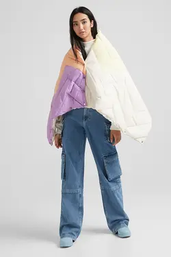 پانچوی بادی زنانه رنگ نارنجی برشکا Bershka (ساخت اسپانیا)