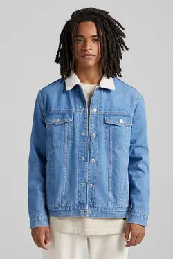 کت جین پشم مصنوعی مردانه رنگ آبی برشکا Bershka (ساخت اسپانیا)