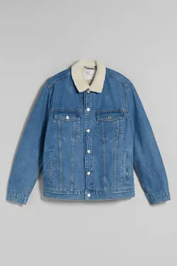 کت جین پشم مصنوعی مردانه رنگ آبی برشکا Bershka (ساخت اسپانیا)