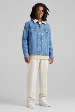 کت جین پشم مصنوعی مردانه رنگ آبی برشکا Bershka (ساخت اسپانیا)