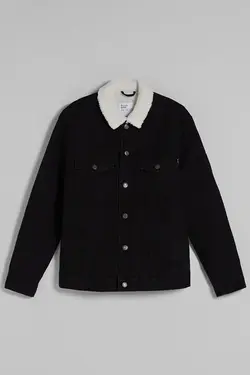 کت جین پشم مصنوعی مردانه رنگ مشکی برشکا Bershka (ساخت اسپانیا)