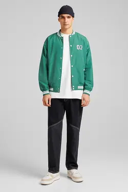 سویشرت بمب افکن سبک مردانه رنگ سبز برشکا Bershka (ساخت اسپانیا)