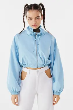 کاپشن برش پنبه ای زنانه آبی روشن برشکا Bershka (ساخت اسپانیا)