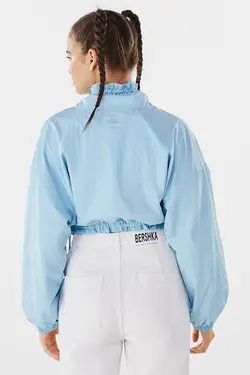 کاپشن برش پنبه ای زنانه آبی روشن برشکا Bershka (ساخت اسپانیا)