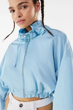 کاپشن برش پنبه ای زنانه آبی روشن برشکا Bershka (ساخت اسپانیا)