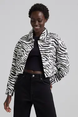 کت پنبه ای طرح چاپی گورخری زنانه رنگ مشکی برشکا Bershka (ساخت اسپانیا)