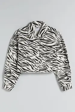 کت پنبه ای طرح چاپی گورخری زنانه رنگ مشکی برشکا Bershka (ساخت اسپانیا)