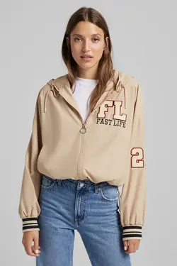 سویشرت کلاهدار زنانه رنگ شنی ماسه ای برشکا Bershka (ساخت اسپانیا)
