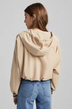 سویشرت کلاهدار زنانه رنگ شنی ماسه ای برشکا Bershka (ساخت اسپانیا)