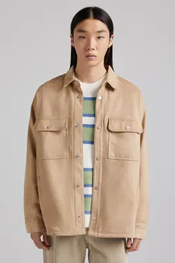 پیراهن جیر مصنوعی مردانه رنگ کرم برشکا Bershka (ساخت اسپانیا)