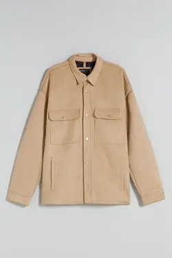 پیراهن جیر مصنوعی مردانه رنگ کرم برشکا Bershka (ساخت اسپانیا)