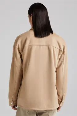 پیراهن جیر مصنوعی مردانه رنگ کرم برشکا Bershka (ساخت اسپانیا)