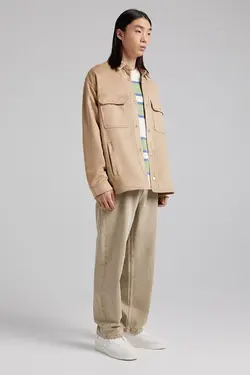 پیراهن جیر مصنوعی مردانه رنگ کرم برشکا Bershka (ساخت اسپانیا)