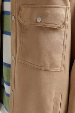 پیراهن جیر مصنوعی مردانه رنگ کرم برشکا Bershka (ساخت اسپانیا)