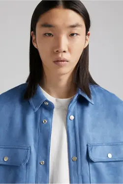 پیراهن جیر مصنوعی مردانه رنگ آبی برشکا Bershka (ساخت اسپانیا)