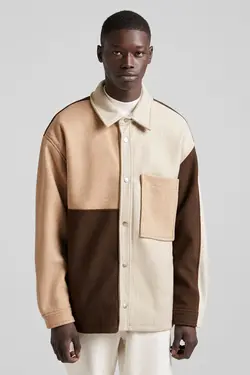 پیراهن پشمی نازک مردانه رنگ شتری برشکا Bershka (ساخت اسپانیا)