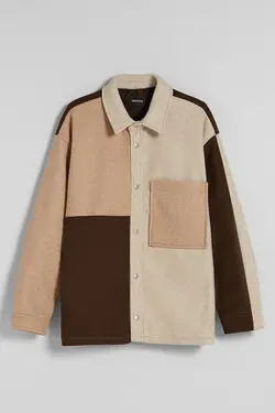 پیراهن پشمی نازک مردانه رنگ شتری برشکا Bershka (ساخت اسپانیا)