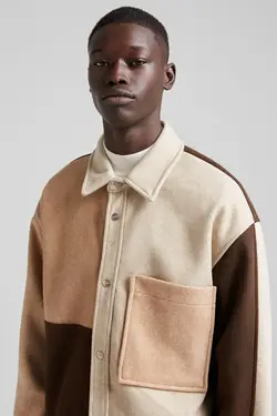 پیراهن پشمی نازک مردانه رنگ شتری برشکا Bershka (ساخت اسپانیا)