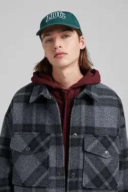 پیراهن پشمی آستین بلند مردانه رنگ خاکستری برشکا Bershka (ساخت اسپانیا)