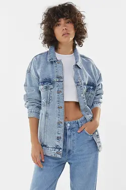 کت جین زنانه رنگ آبی روشن برشکا Bershka (ساخت اسپانیا)