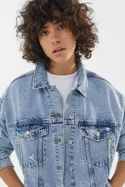 کت جین زنانه رنگ آبی روشن برشکا Bershka (ساخت اسپانیا)