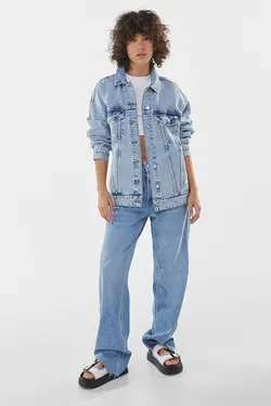 کت جین زنانه رنگ آبی روشن برشکا Bershka (ساخت اسپانیا)