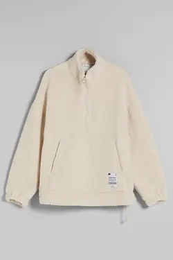 سویشرت پشم مصنوعی جیب کانگورویی مردانه رنگ شنی برشکا Bershka (ساخت اسپانیا)